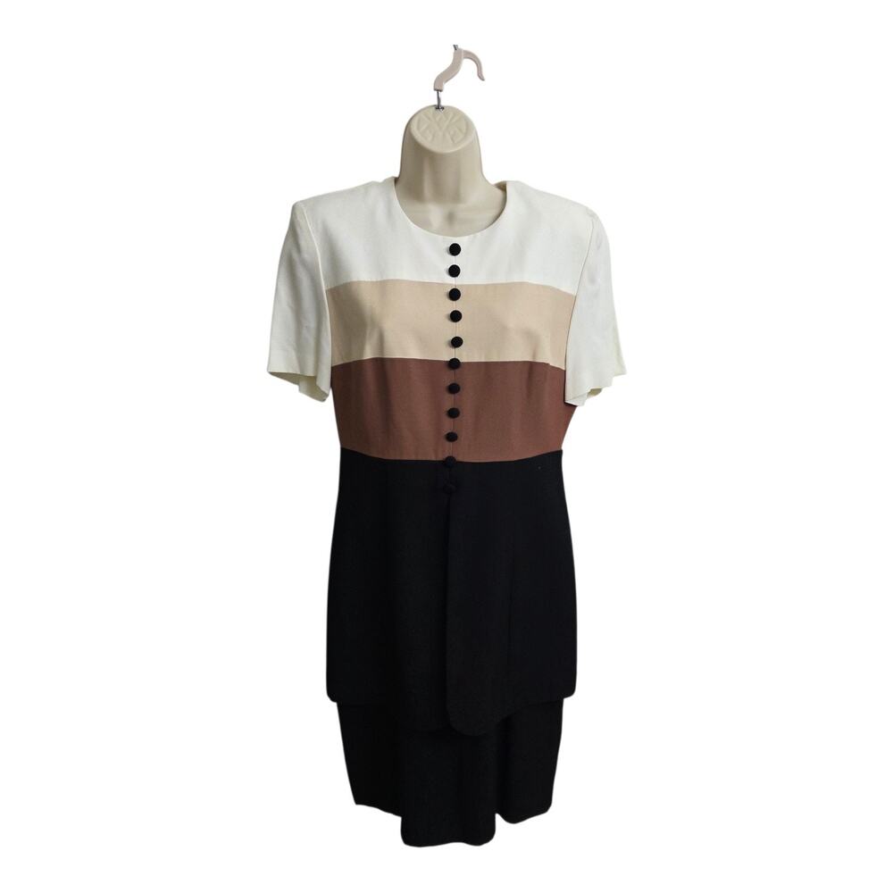Vintage Lois Snyder Dani Max Colorblock Dress 80s Size 6 Short Sleeve Sheath USA